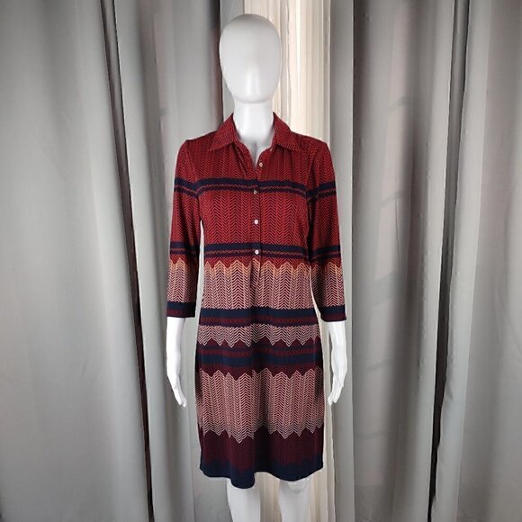 Max Studio Women's Red, Blue, Cream Geometric Print Midi Dress Size Small - Picture 1 of 11
